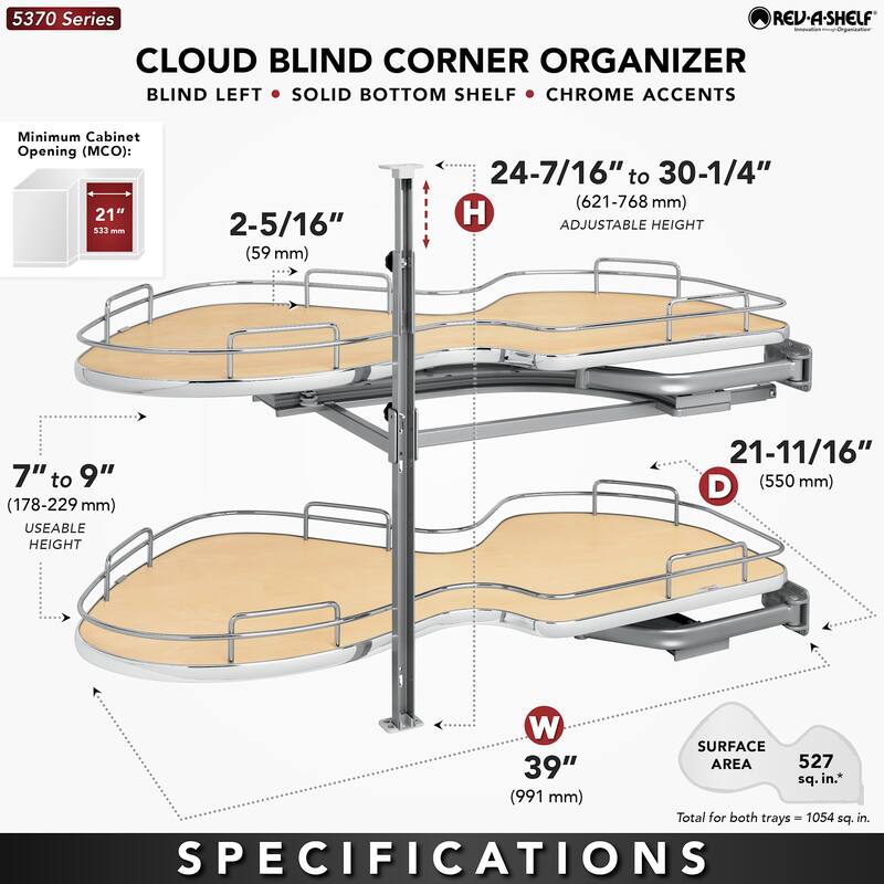 Rev-A-Shelf 5372 Series Right Handed Pull Out 2 Tier Blind Corner