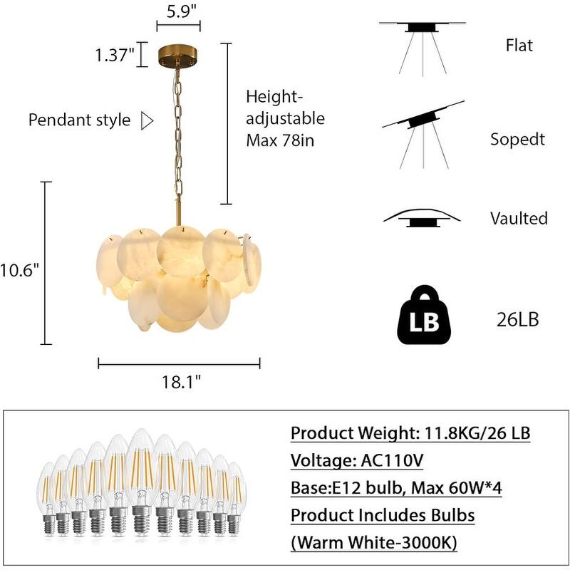 KAYLA Modern Natural Marble Living Room Chandeliers