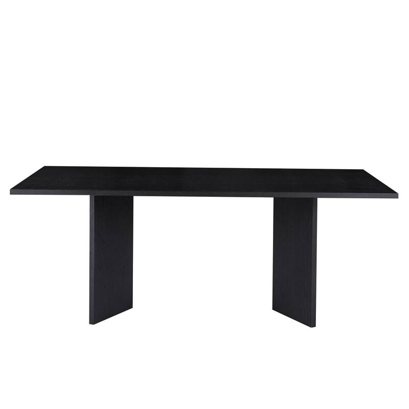 Black Wood Grain Rectangular Dining Table with Butterfly Legs Seats 4-6 - 79"