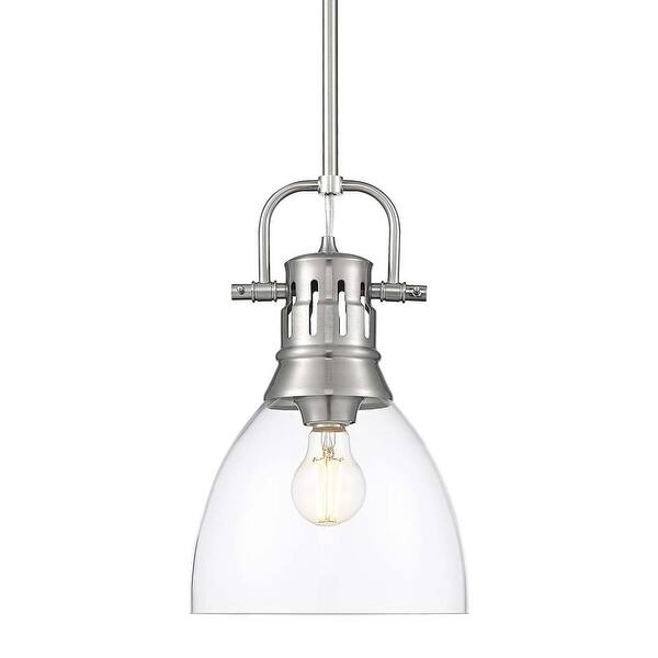 slide 2 of 5, Golden Lighting 3604-S PW Duncan 9" Wide Mini Pendant Pewter / Clear