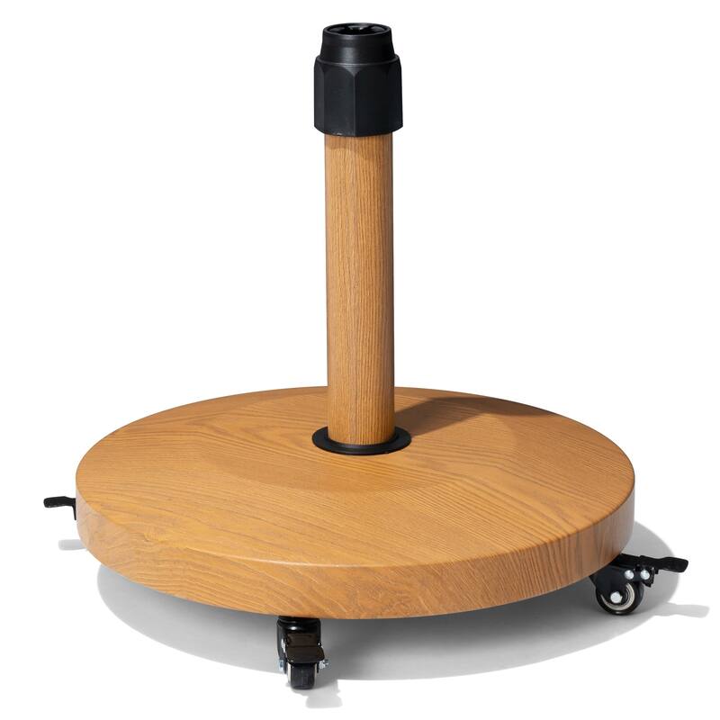 55 lbs Patio Market Umbrella Base Stand Cement/Concrete Weights Base Holder with Wheels - Dia. 18.9" x 18.1" high