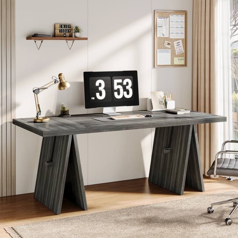 64-Inch Modern Executive Desk, Computer Desk with Sturdy Base