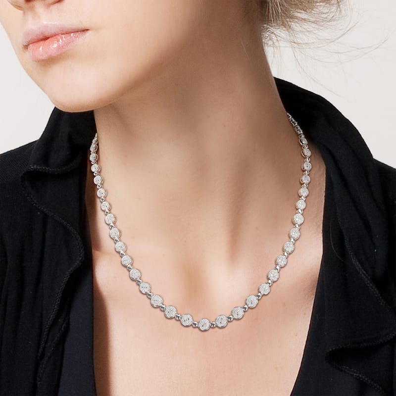Miadora 1/2ct TDW Diamond Tennis Necklace in Sterling Silver