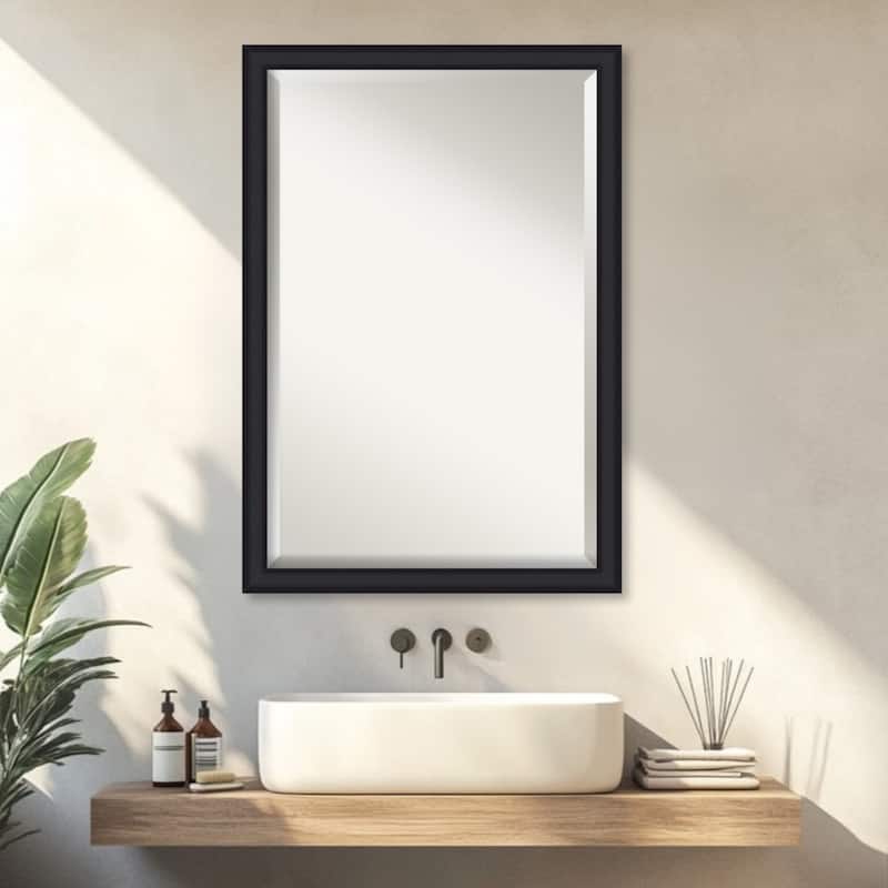 Oliver Narrow Beveled Wood Framed Bathroom Vanity Wall Mirror