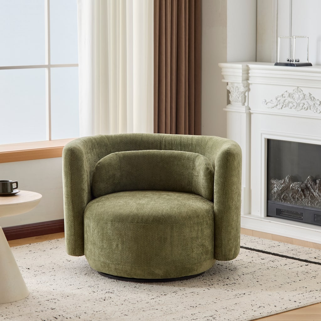 Christopher Knight Home - Swivel Green Fabric Accent Armchair with Lumbar Pillow