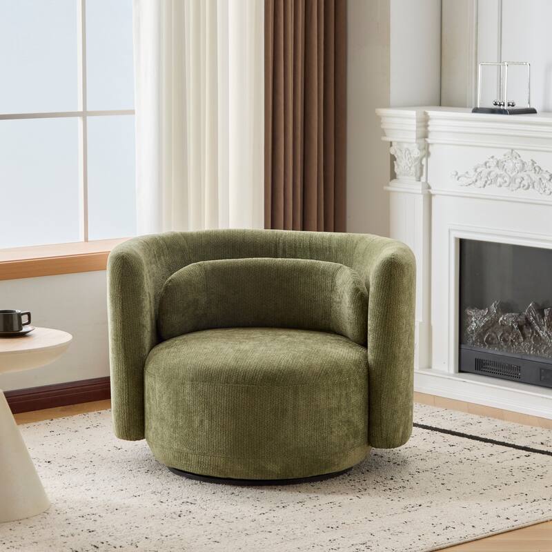 Christopher Knight Home - Swivel Green Fabric Accent Armchair with Lumbar Pillow - Green