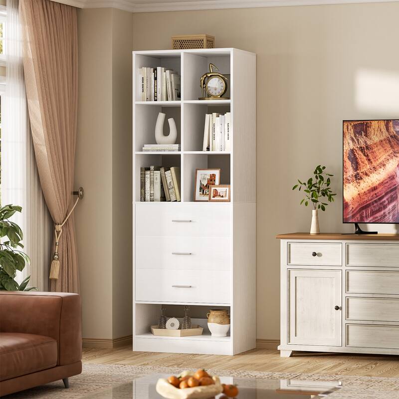 Qvella 23.6'' W Closet System with 3 Wooden Drawers and Partition Storage,Modular Closet Organizer for Walk-in/Reach-in Closet