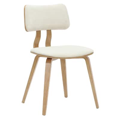 Mid-Century Modern Fabric and Wood Dining Chair Set of 4 - Beige and Natural