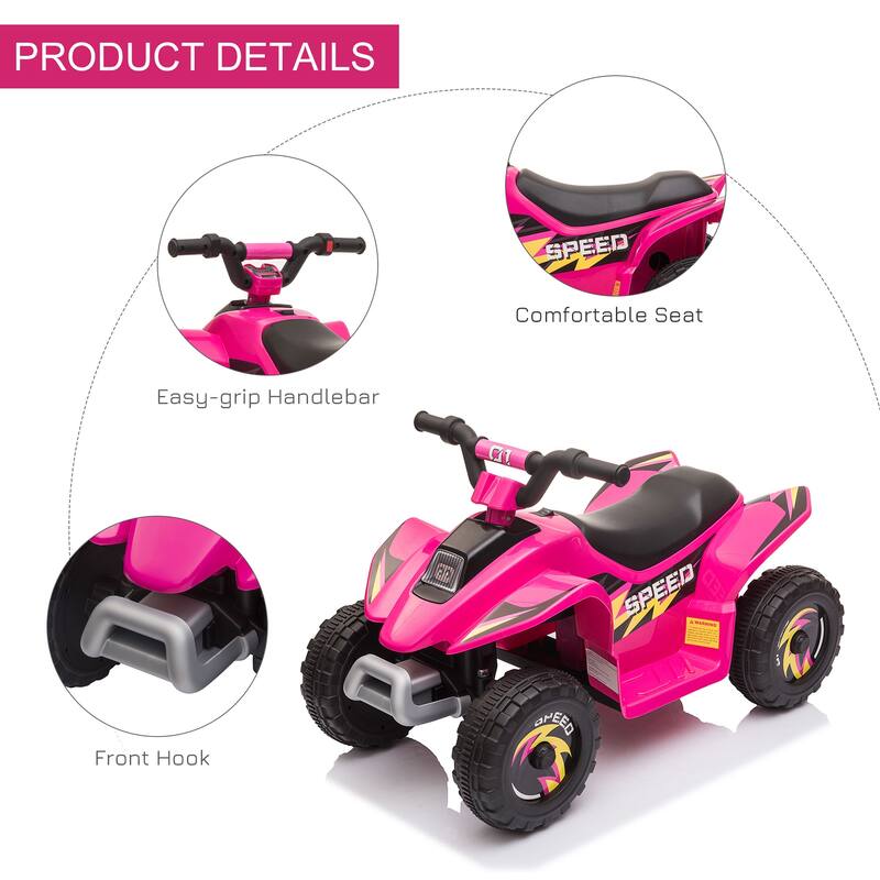 6V Kids ATV Ride-On Car - Battery-Powered Quad with Forward/Reverse Switch for 18-36 Months Old