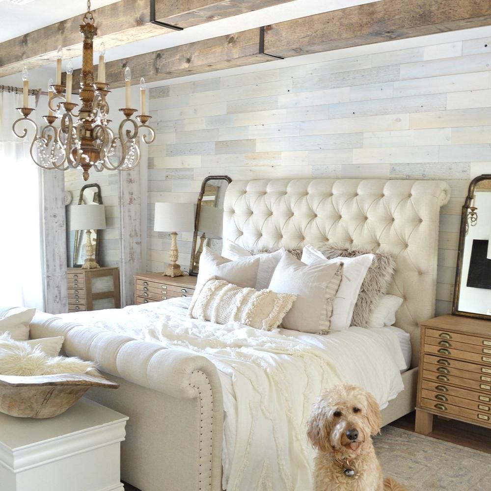 Timberchic Reclaimed Wooden Wall Planks Peel And Stick Application Coastal White