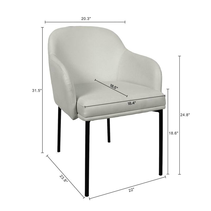 Manhattan Comfort Loft Vegan Leather Metal Armchair - Set of 2