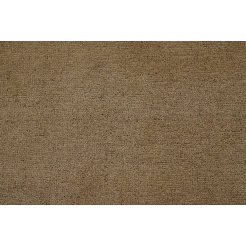 Gabbeh Oriental Rug Hand-Knotted Beige Solid Wool Carpet - 5'1" x 6'11"
