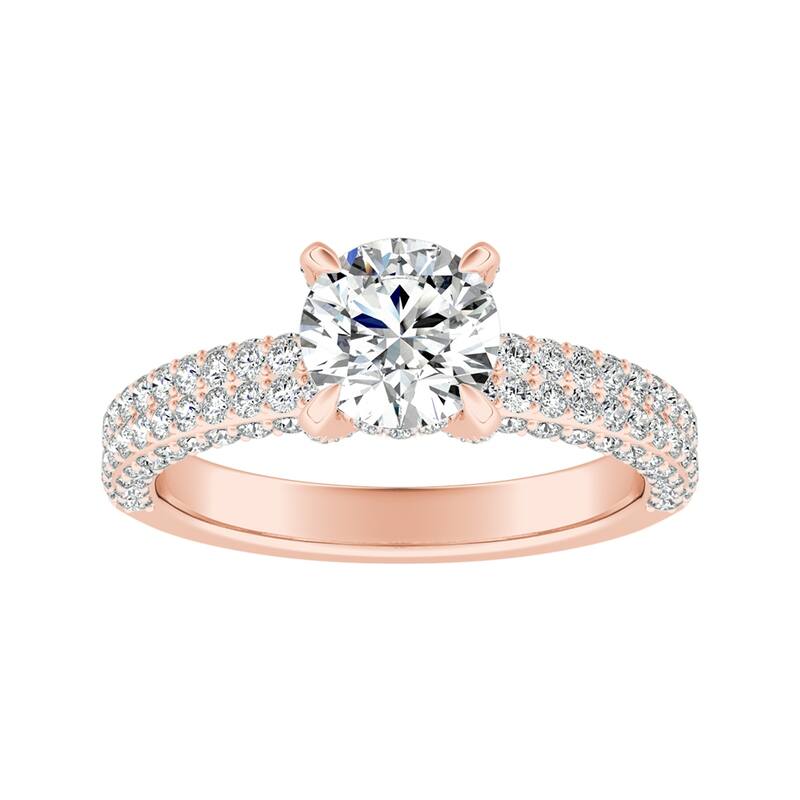 Auriya 14k Gold Unique 1 1/3cttw Double Edged Pave Diamond Engagement Ring (G-H, VS1-VS2) - 9 - Rose