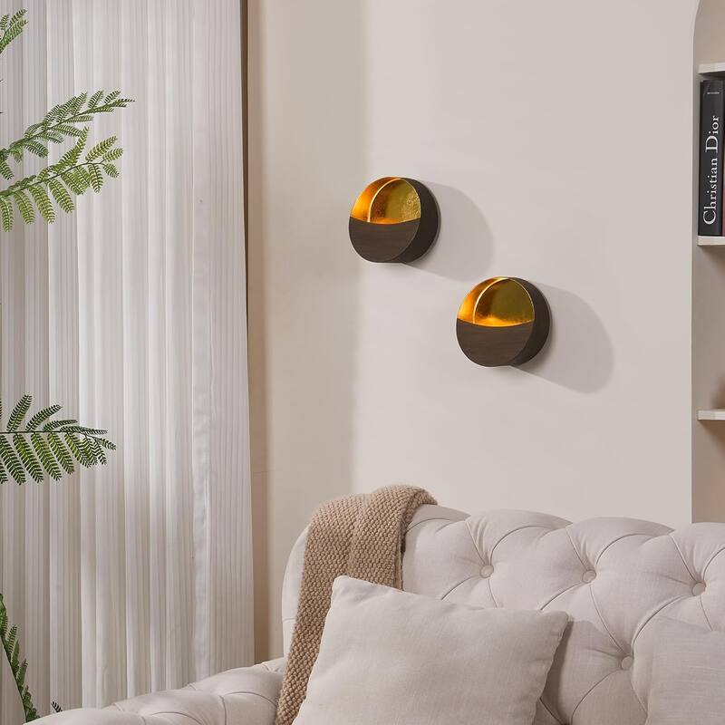 Set of 2 candle light black vintage light metal wall light