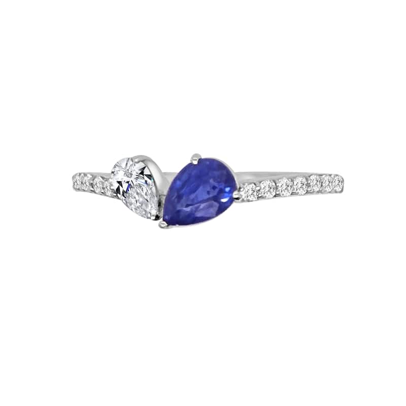 Auriya 14k Gold Lab Grown Sapphire and Diamond Toi et Moi Engagement Ring 0.31 ct. tw. (F-G, VS)
