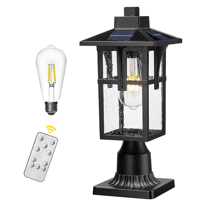 Dusk to Dawn Outdoor Lamp Solar Post Light - Black
