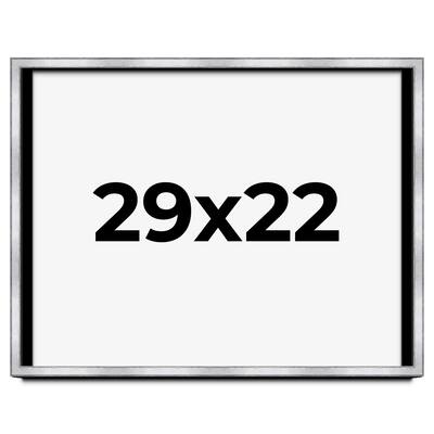 29x22 Shadow Box Frame Silver | 1.375 Inches Deep Real Wood
