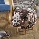 preview thumbnail 1 of 9, Velvet Cow-Shaped Ottoman,Cute Wood Foot Stool Shoes Changing Seat with Cushioned Brown+White