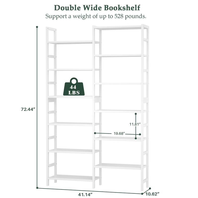 6-Tier Solid Bamboo Bookcase,Large Freestanding Open Bookshelf with 17 Display Shelves,Easy To Assemble