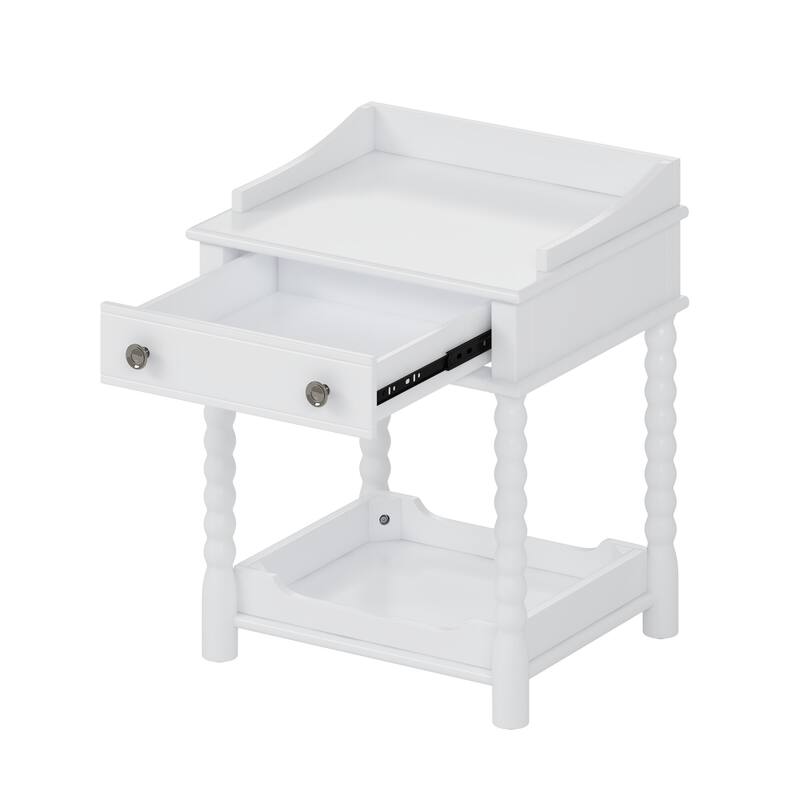 24.6"H Retro Style Nightstand with Drawer,Shelf and Metal Handle