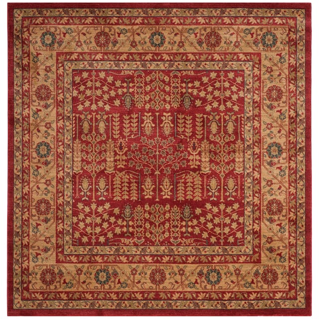 SAFAVIEH Mahal Caridad Traditional Oriental Rug - 6'7" x 6'7" Square - Red/Natural