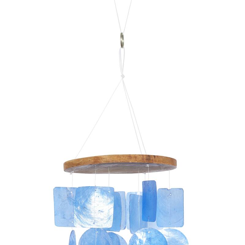 Capiz Shell Waterfall Windchime - Multi Colored, White, Blue, Teal - Roche River Decor