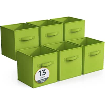 Sorbus Fabric Storage Bins 13" Foldable Cubes With Handles For Pantry, Cubbies, Toy And Closet Shelving Organization - 6Pk