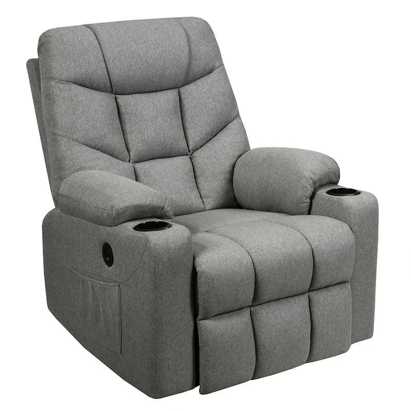 Gymax Power Lift Massage Recliner Fabric Sofa Chair w/ Remote Control - See Details