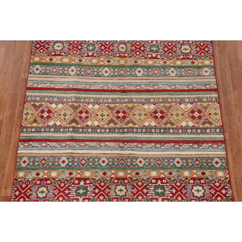 Kazak Oriental Area Rug Handmade Multi-Color Wool Carpet - 5'3" x 6'6"
