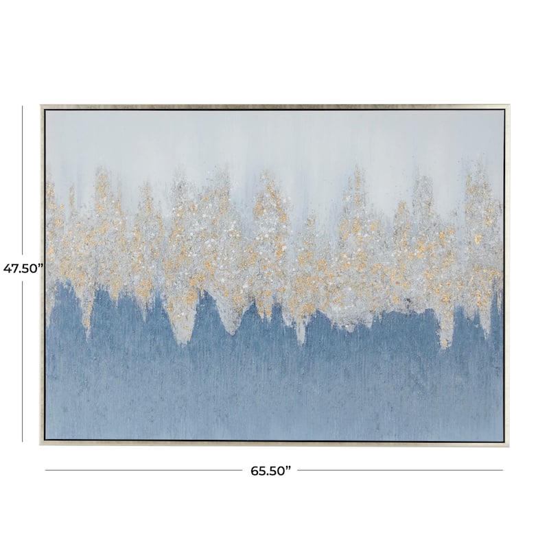 Canvas Geode Framed Wall Art with Silver Frame - Blue - Roche River Decor
