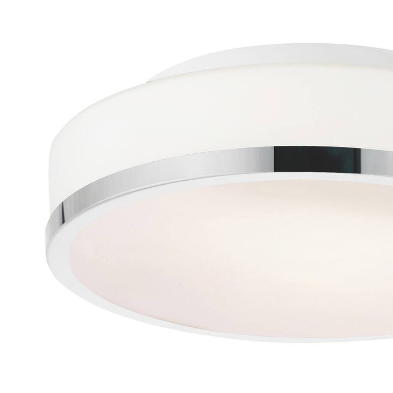 Frosted 2 Light Drum Shade Flush Mount With Satin Nickel Finish - Satin Nickel