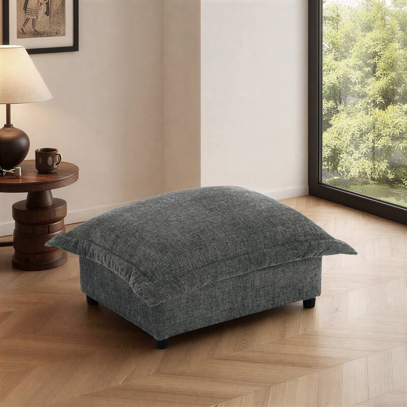 37"W Oversized Upholstered Chenille Rectangle Cloud Ottoman