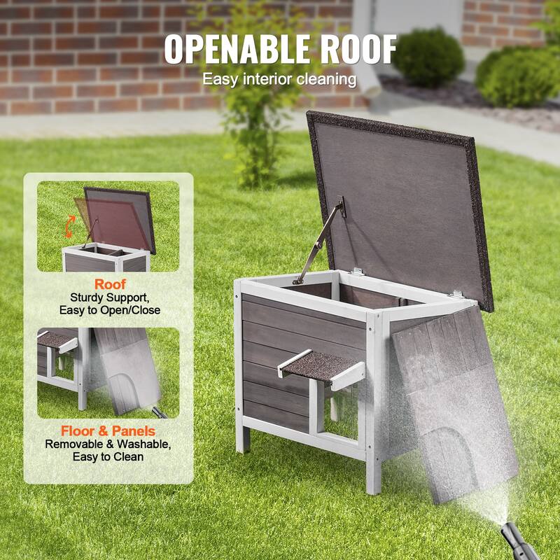 Outdoor Cat House Weatherproof Feral Cat Shelter for Multiple Cats Outdoor Wooden Cat Rabbit House