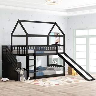 Twin Over Twin Bunk Bed with Drawers and Slide - Bed Bath & Beyond ...