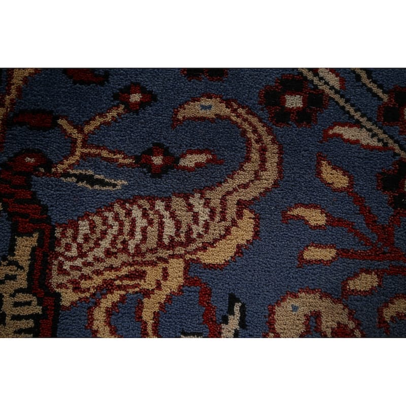 Animals Design Blue Ziegler Oriental Runner Rug Handmade Wool Carpet - 2'7"x 9'11"