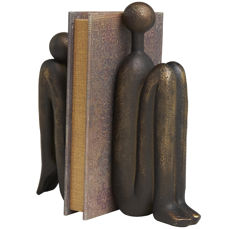 Polystone People Decorative Bookends - Set of 2 White or Bronze - Roche River Decor