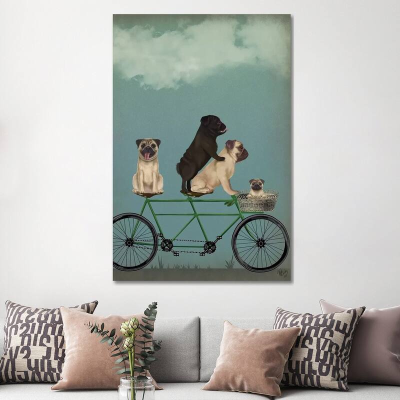iCanvas "Pug Tandem" by Fab Funky Canvas Print
