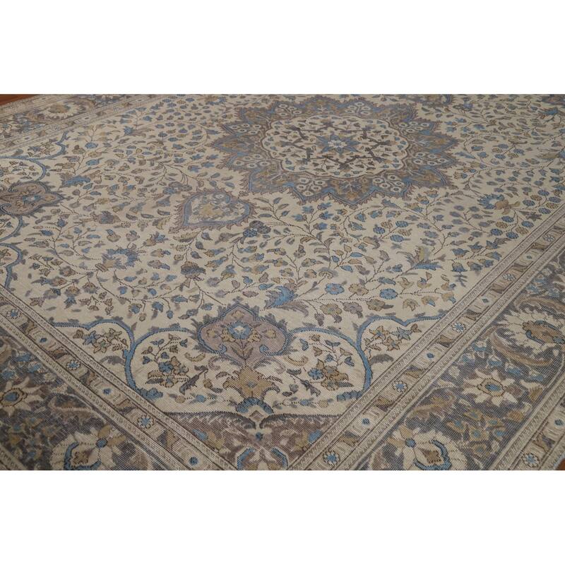 Medallion Tabriz Persian Area Rug Handmade Floral Wool Carpet - 9'5"x 12'10"