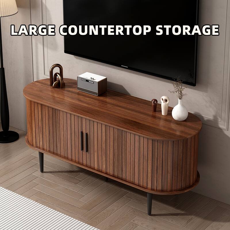 TV Stand, 47" Modern TV Console Table with Storage Compartment and Sliding Door, Gaming Entertainment Center with Cabinet