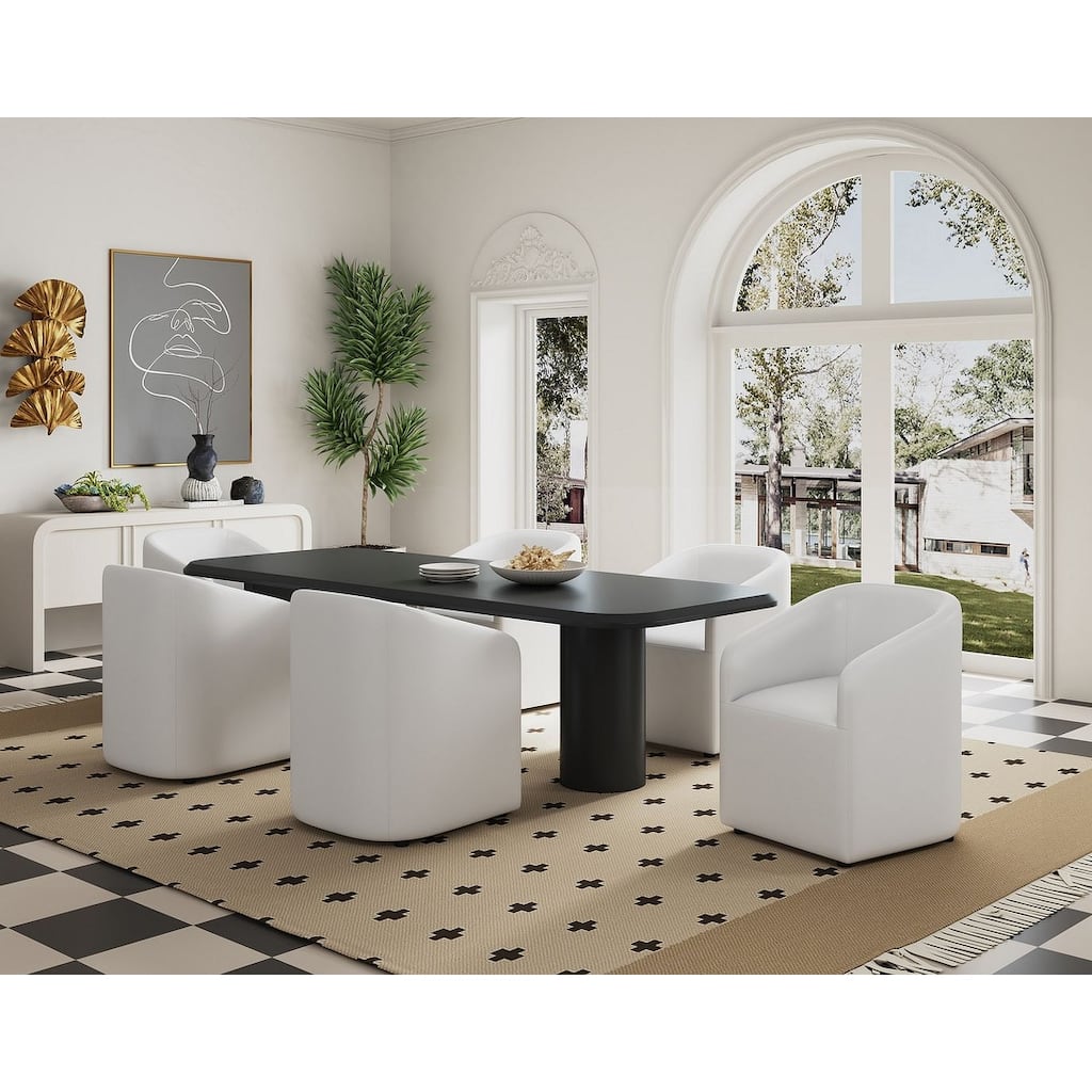 Manhattan Comfort Anna Modern Round Faux Leather Dining Armchair