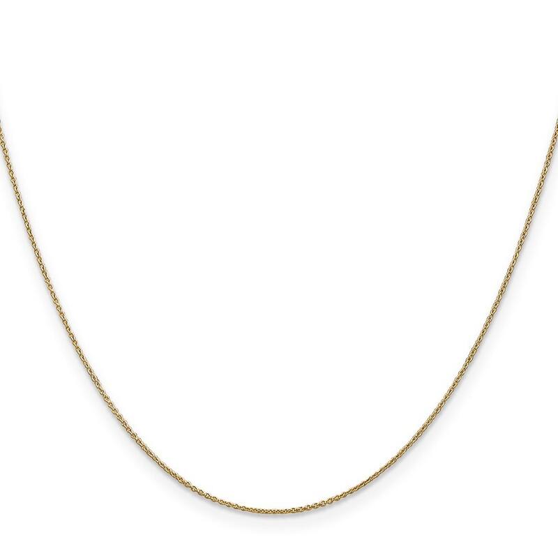 Curata 14k Yellow Gold Solid 0.6mm Polished Cable Chain Necklace Options: 16 18 20 24