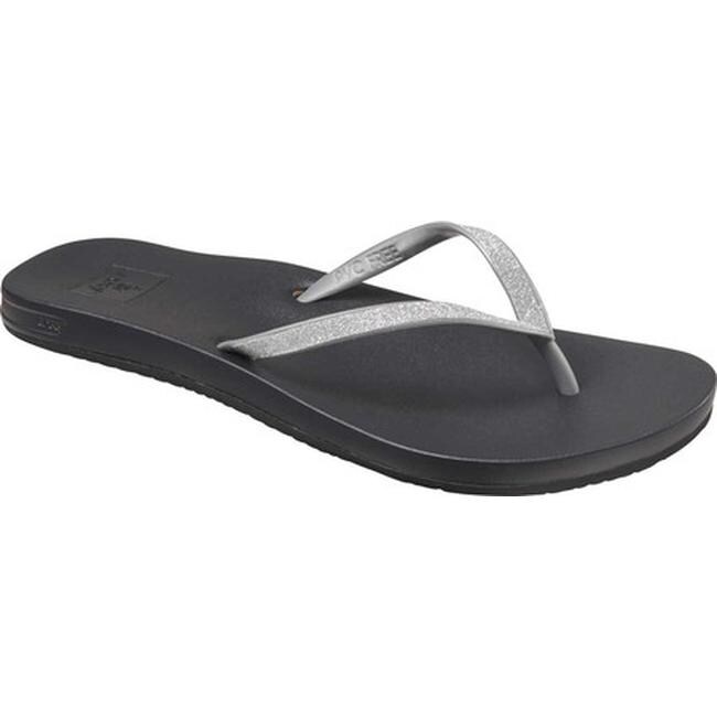 reef wedge flip flops silver