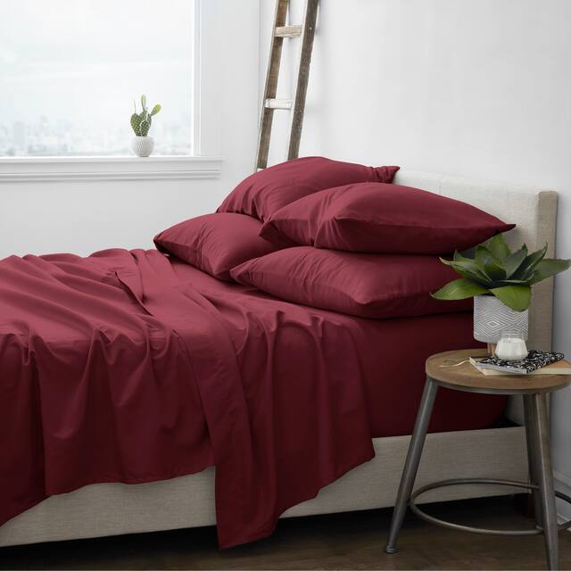 Soft Essentials Ultra-soft Deep Pocket 6-piece Bed Sheet Set - Twin - Burgundy