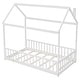 preview thumbnail 8 of 7, Twin Size Pine Wood House Bed Frame with Guardrails & Slats, White