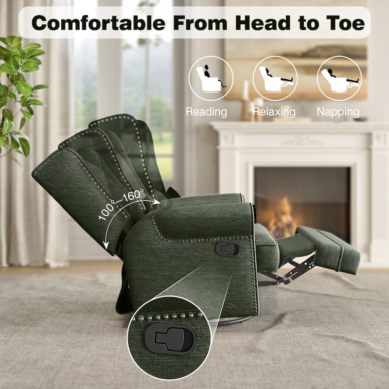 Swivel Recliner Chair with Extra Large Footrest, Grey