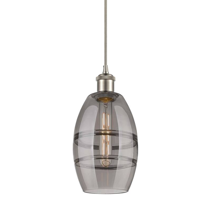 Innovations Lighting 516-1P-9-6 Vaz Pendant Vaz 6" Wide Mini Pendant - Brushed Satin Nickel / Light Smoke