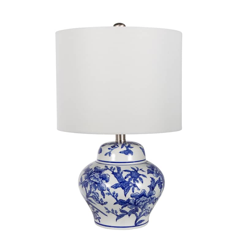 D12x19.3" Blue and White Ceramic Vase Lamp