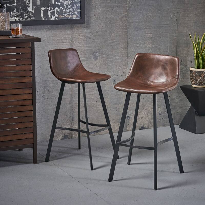Dax 30-inch Faux Leather Barstool (Set of 2) by Christopher Knight Home - Set of 2 - Bar Height