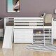 preview thumbnail 8 of 7, White Low Loft Bed with Attached Bookcases and Separate 3-Tier Drawers, Convertible Ladder and Slide, Twin