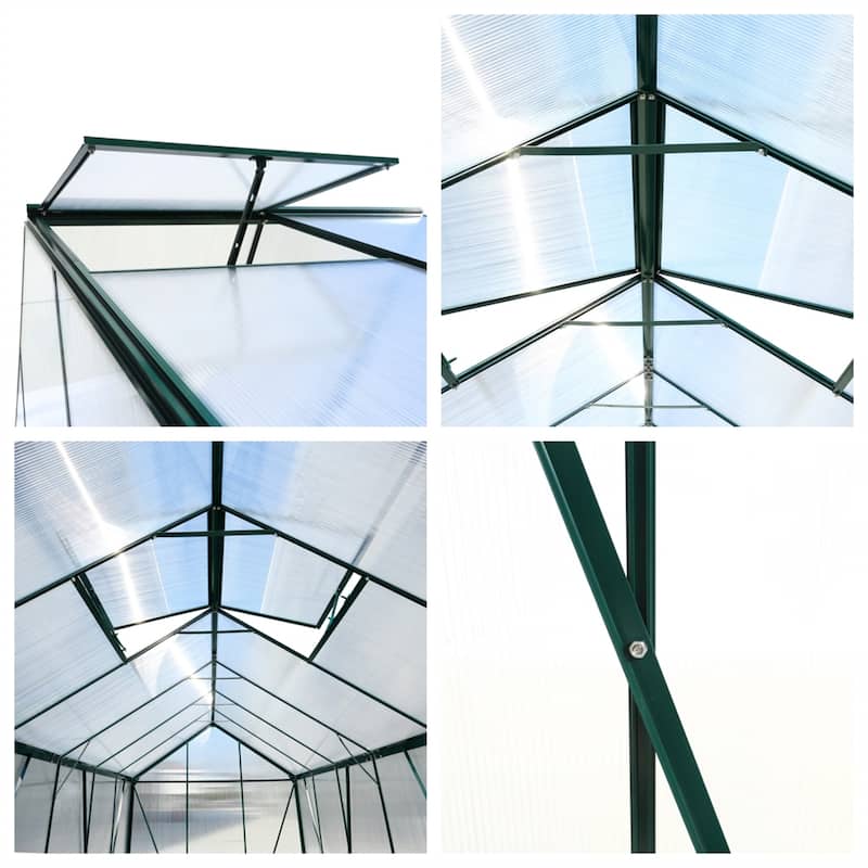 Heavy Duty Aluminum Outdoor Polycarbonate Greenhouse with Rain Gutter